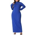 thumbnail image 2 of DARING DIVA Plus Size Women's Turtleneck Long Sleeve Bodycon Dress 1X Royal Blue, 2 of 6