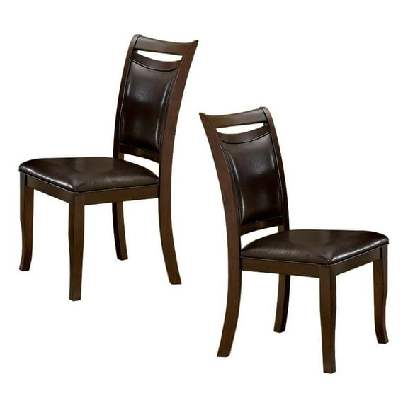 Furniture of America Arriane Faux Leather Dining Chair in Espresso (Set of 2)