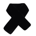 thumbnail image 3 of Korean Style Simple Solid Color Plush Scarf, Thick Winter Scarf for Women, Warm Faux Fur Neck Warmer and Cross Wrap Scarf, Lightweight Soft Winter Accessory - Black, 3 of 3