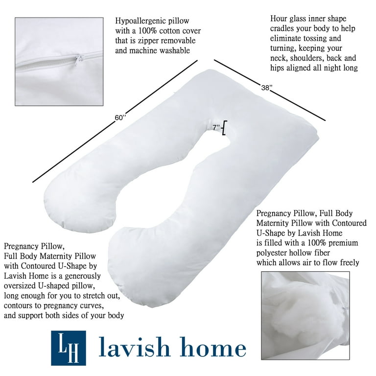 Full Body Maternity Pillow with Contoured U Shape White by Bluestone Walmart
