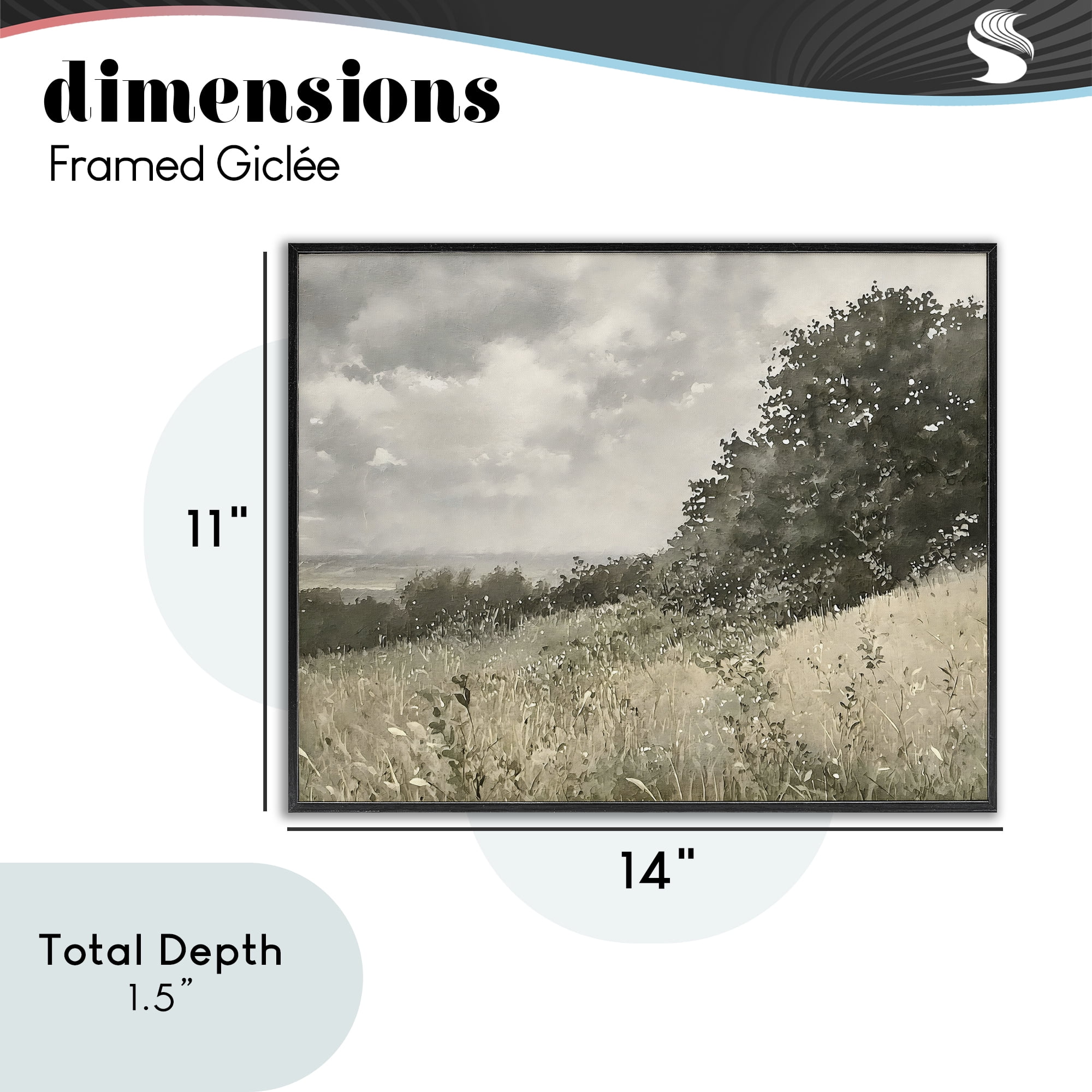 Stupell Industries Soft & Subtle Meadow Landscape Black Framed Giclee Art, design by Riley B