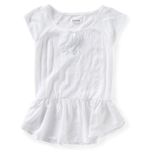 Blusa de punto campesina de color sólido para mujer Aeropostale, blanco, mediano Aeropostale Tejer