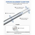 thumbnail image 4 of Supforce Closet Rods for Hanging Clothes,17-38in Stepless Adjustable Closet Rod,1.3in Diameter Heavy Duty Closet Hanging Rod, Silver, 4 of 9