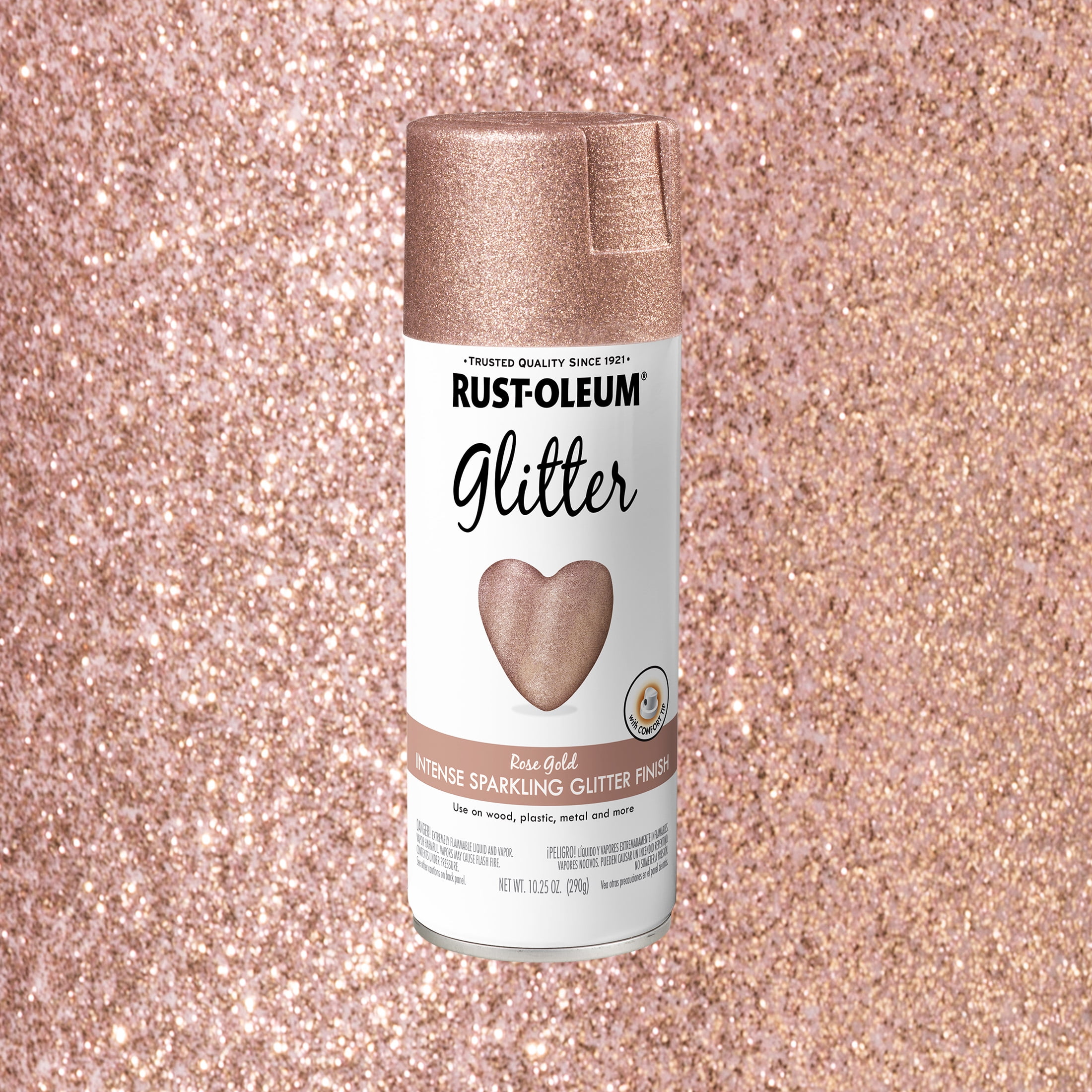 (2 pack) Rose Gold, Rust-Oleum Glitter Spray Paint-344697, 10.25 oz