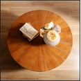 thumbnail image 6 of 31.50"Vintage Style Bucket Shaped Coffee Table with storage function, for Office, Dining Room and Living Room, Brown, 6 of 16