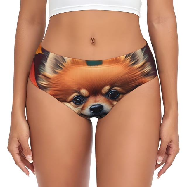 Balery Colorful Leaf Chihuahua Ropa Interior de Algodón para Mujer con Dibujo – Braguitas Cómodas y Elásticas, Estilo Clásico-4X-Large
