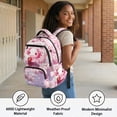 thumbnail image 3 of FKELYI Pink Cherry Flower Strawberry Print 17 Inch Schoolbag for Kids Backpack School Bookbag Lightweight Travel Rucksack Casual Daypack with Multi-Pockets for Girls, 3 of 7