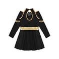 thumbnail image 6 of Hansber Kids Girls Cheerleading Dress Cold Shoulder Long Sleeve Glittery Cheer Leader Dance Outfit Black 12, 6 of 7