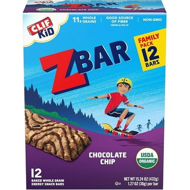 CLIF Kid Zbar - Chocolate Chip - Soft Baked Whole Grain Snack Bars - USDA Organic - Non-GMO - Plant-Based - 1.27 oz. (12 Pack)