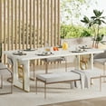 thumbnail image 6 of Condemo 71 inch Modern Dining Table for 6-8, Large Rectangular Kitchen Dinner Table for Dining Room, Living Room, Beige and Gold, 6 of 7