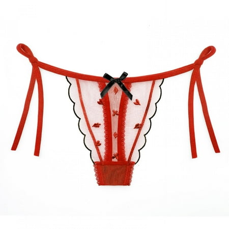 

LoyisViDion Women S Tulle Panties Breathable Cute Fat Large Size Strappy Panties Red 8(L)
