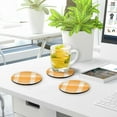 thumbnail image 7 of Orange Check Plaid Drinks Coasters, Non-Scratch Cork Base Round Cups Mats for for Wooden Coffee Table, Cool Housewarming Gift for Home Decor, 7 of 7
