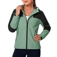 thumbnail image 6 of Women's Athletic Jackets Contrast Color Hooded Zip Up Jacket Long Sleeve Waterproof Windbreaker with Pockets Casual Fall Outdoor Sportswear, 6 of 10