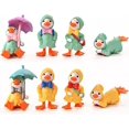 thumbnail image 1 of Juego de 8 figuras de pato de dibujos animados, juguetes de animales, decoración para tartas, jardín de hadas, colección de figuras de pato en miniatura, juego de paisaje de musgo, manualidades d, 1 of 1