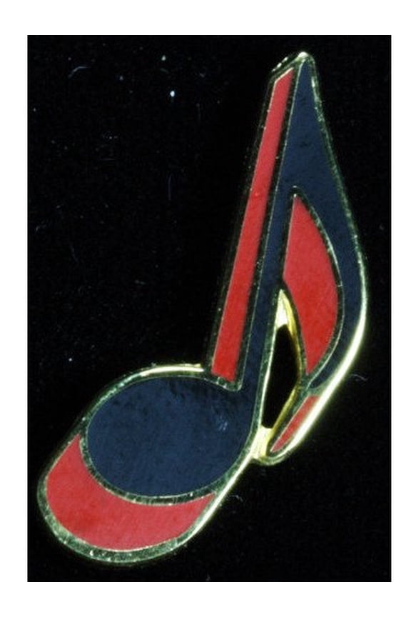 Eighth Note Pin in Gold and Red