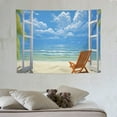 thumbnail image 4 of GOSMITH  Beach Tapestry Palm Trees In Ocean Heaven Sunbeds Balcony White Wooden Windows Summer Tropical, Wall Hanging For Bedroom Living Room Dorm, 4 of 7