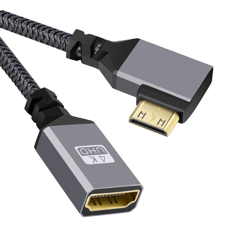 faldt Svig Uden for CY 4K Type-C MINI HDMI 1.4 Male 90 Degree Left Angled to HDMI Female  Extension Cable for DV MP4 Camera DC Laptop - Walmart.com