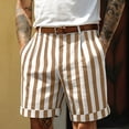 thumbnail image 2 of Fabrcox Striped Men’s Linen Shorts Color Block Men Shorts Casual Summer Beach Vacation Travel Big and Tall Bermuda Shorts for Men with Pockets Yellow XL, 2 of 5
