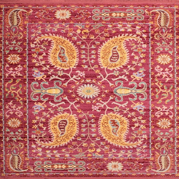 Ahgly Company Indoor Square Traditional Orange Persian Area Rugs, 6' Square