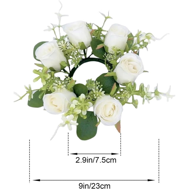 JJKBVCLO Small Candle Rings Wreaths Flower Candle Rings Flower Garland For Tables Realistic Rose For Wedding Centerpieces Flower Arrangement Home
