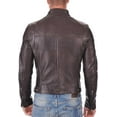 thumbnail image 2 of Men's Genuine Brown Lambskin Leather Jacket Slim fit Motorcycle jacket A481, 2 of 3