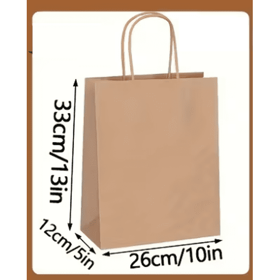 Paper Shopping Bags with Handles – Durable Kraft Gift & Retail Bags, Reusable Eco-Friendly Carry Bags  25 Pcs