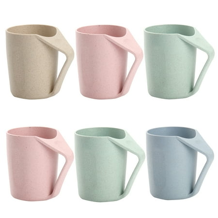

Drink Cup 6PCS Wheat Straw Toothbrush Cups Tooth Brush Mugs Simple Wash Cups Water Drink Cups for Couples Adults Students (Random Color)