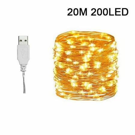 VicTsing 20m String Lights 200LEDs USB Charging Waterproof Copper Wire Fairy Lights for Bedroom Wedding Festival Decor Warm White