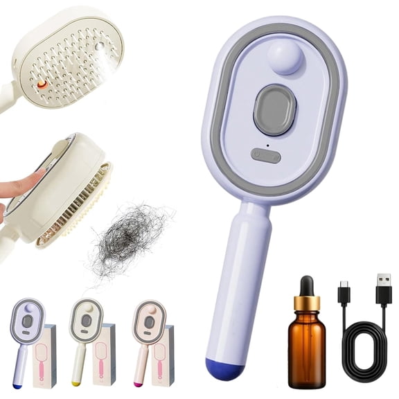 Electric Spray & Massage Hair Brush, 2026 Electric Steaming Massage Hair Care Brush, Rechargeable Detangling Electric Steam Brushs for Hair for Reduce Frizz, Nourishes Hairs, Anti-Static (Purple)