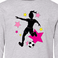 thumbnail image 4 of Inktastic Girl Playing Soccer Pink and Yellow Stars Long Sleeve Youth T-Shirt, 4 of 5
