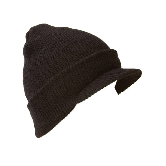 Genuine Government Issue 100% Wool  Cap Visor Beanie - Black