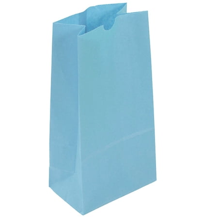 JAM Paper Kraft Lunch Bags, X-Large, 6 1/4 x 3 13/16 x 12 1/2, Baby Blue, Bulk 500 Bags/Box