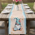thumbnail image 4 of Coastal Beach Table Runner 90 Inches, Blue Gnomes Summer Ocean Sea Wave Starfish Beige Bed Runner Dresser Scarves Tabletop for Indoor Outdoor Parties/Ceremony/Banquet, 13" x 90", 4 of 8