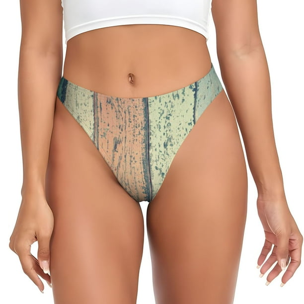 Balery Hardwood Tangas de Algodón para Mujer con Estampado – Ropa Interior Sexy, Transpirable, G-string-Medium