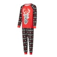 thumbnail image 3 of Christmas Family Pajamas Matching Set, Long Sleeve Deer Print T-shirt with Snow Print Pants Sleepwear Loungewear, 3 of 10
