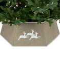 thumbnail image 6 of Northlight 26" Beige Burlap with Reindeer Hexagonal Christmas Tree Collar, 6 of 7