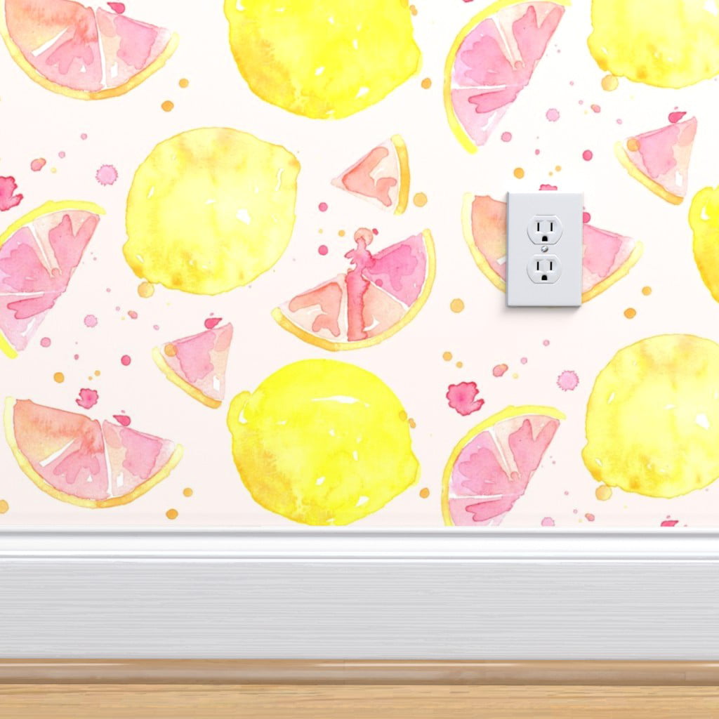 Pink lemon  Floral wallpaper Fruit wallpaper Ipad wallpaper watercolor