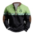 thumbnail image 1 of Penkiiy Día de San Patricio de hombre 1/4 Sweatshirt de cuello cremallera Shamrock Camisa irlandesa de manga larga L Verde Ejército, 1 of 4