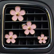 4 Pcs Daisy Car Air Vent Clips Flower Car Air Conditioning Outlet Clips Cute Car Air Freshener Charms Car Perfume Dispenser Car Diffuser Vent Clips Pink