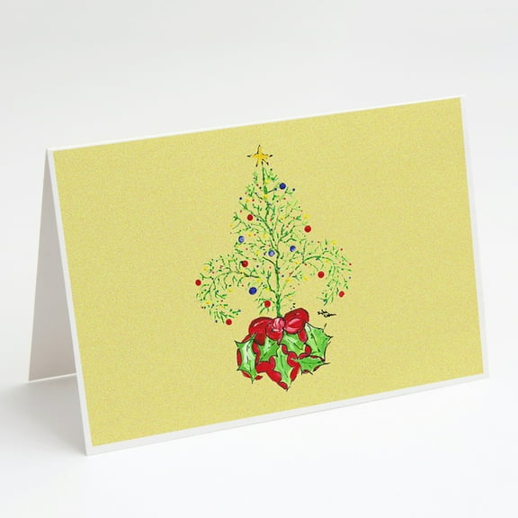 Christmas Tree Fleur de lis Greeting Cards and Envelopes Pack of 8