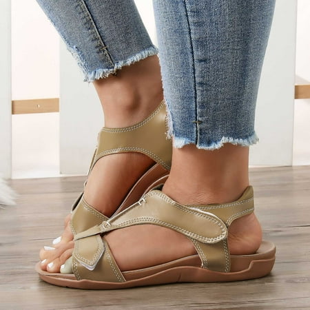 

Cathalem Espadrille Wedge Sandals for Women Women Sandals Fashion Slippers Flat Open Toe Sequins Womens Espadrille Sandals Size 5 Beige 7