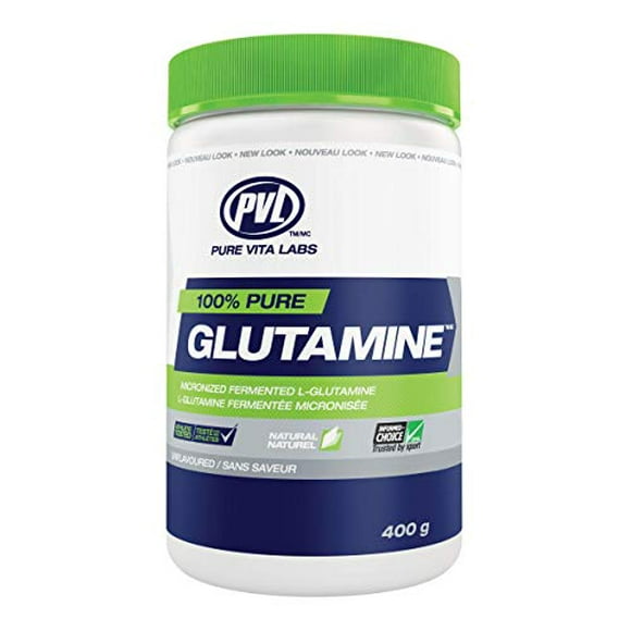 PVL 100% Glutamine Pure – Supplément d'Acides Aminés Végétaliens Fermentés Post-Entraînement pour la Récupération et la Réparation Musculaire – 400 G – Sans Saveur