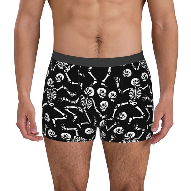 Balery Skeletons Dancing Calzoncillos bóxer para hombre, ropa interior de algodón suave y transpirable con cinturilla de nailon-Medium