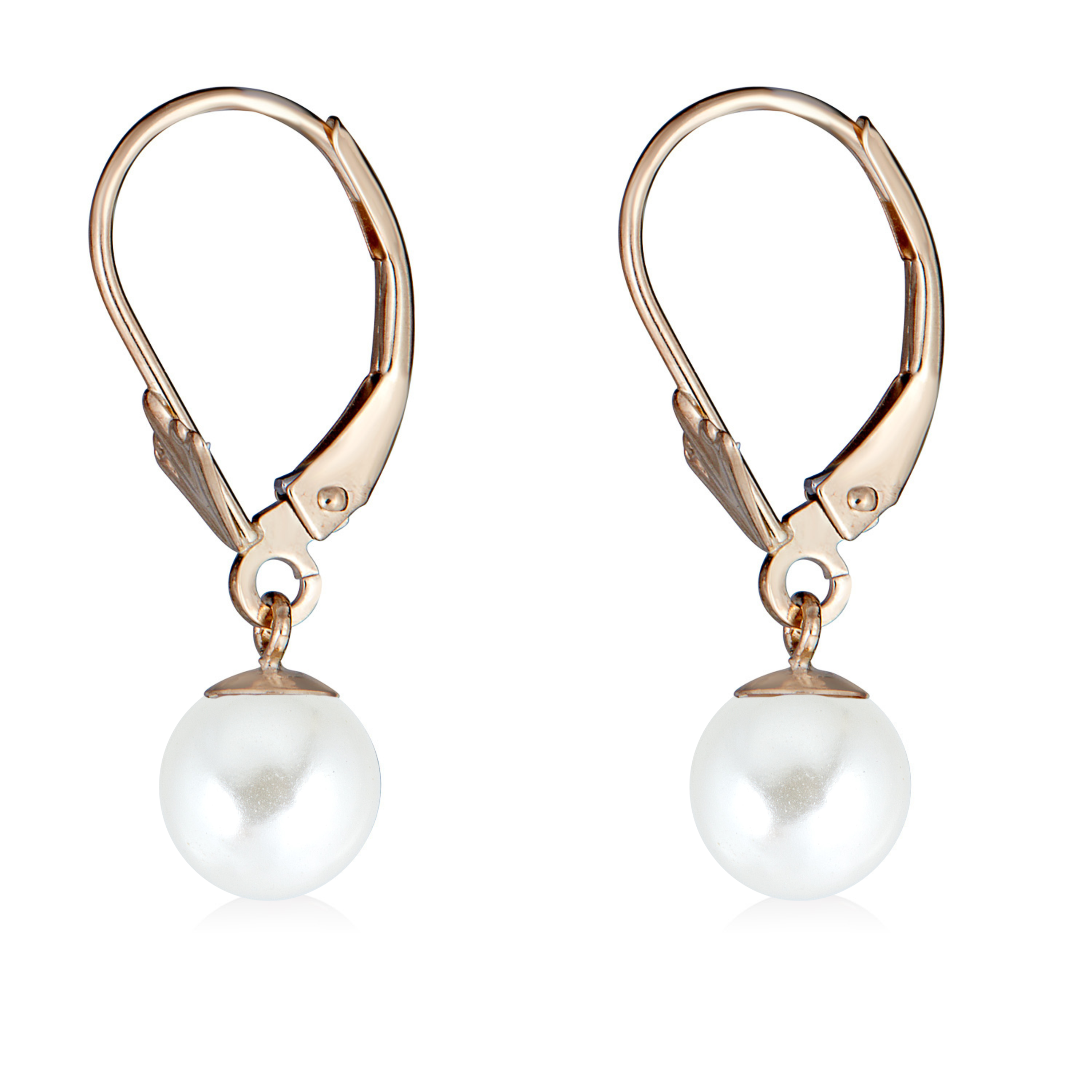 AVORA 10K Yellow Gold White Freshwater Cultured Pearl Lever-back Drop Earrings - Imagen 11 de 17