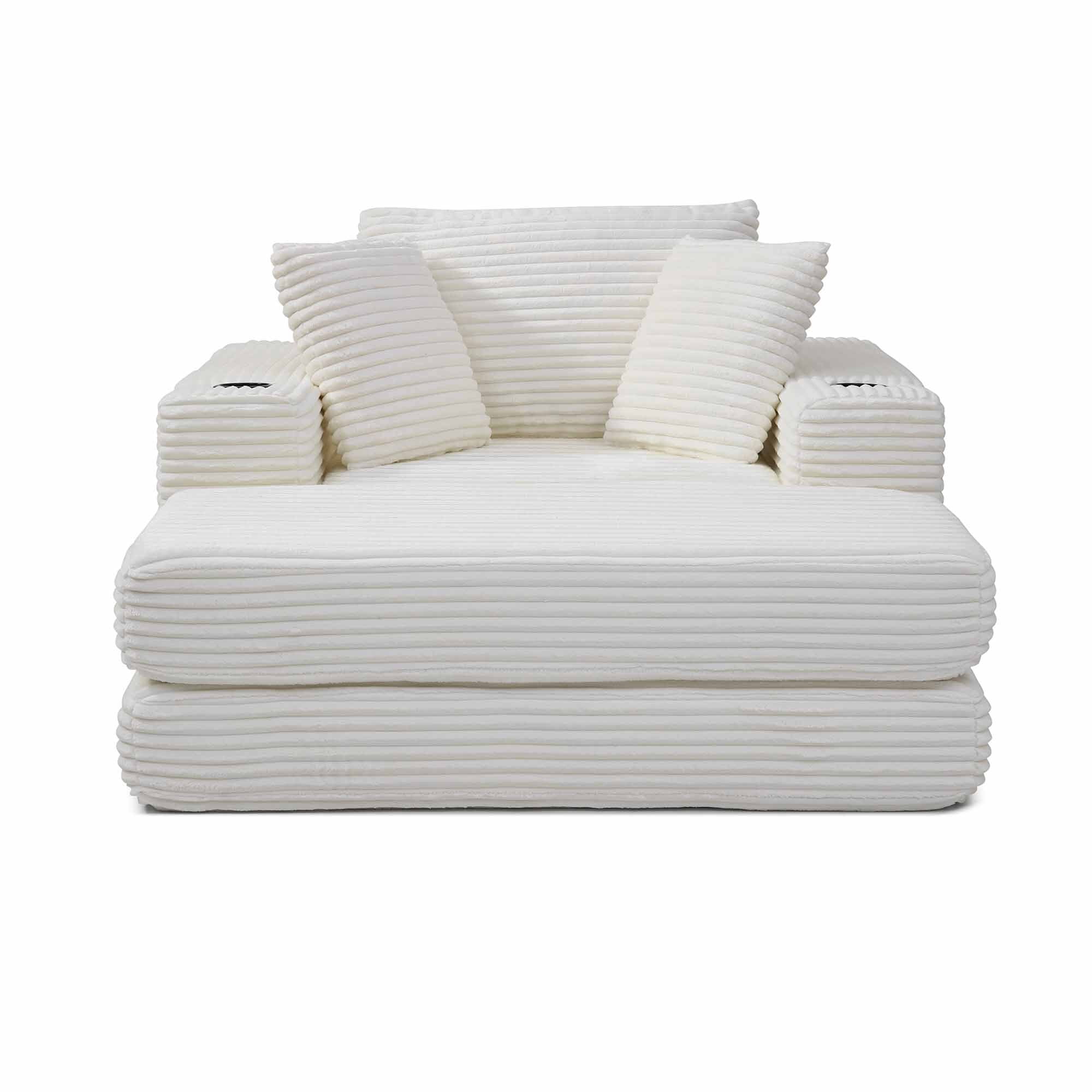 Lunale Boneless Chaise Lounge Chair with Ottoman, 52" Oversized 3-in-1 Convertible Sofa Chair for Living Room, Beige Corduroy
