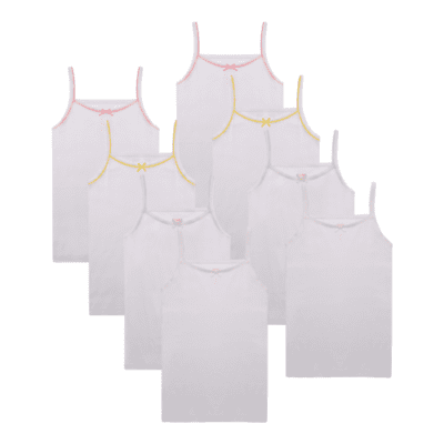 Buyless Fashion Débardeur Sans Étiquette pour Filles Col Rond en Coton avec Bordure et Sangle (Lot de 8)