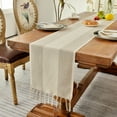 thumbnail image 5 of Wracra Cotton Linen Macrame Table Runner, Light Coffee, 13"×108", 5 of 7