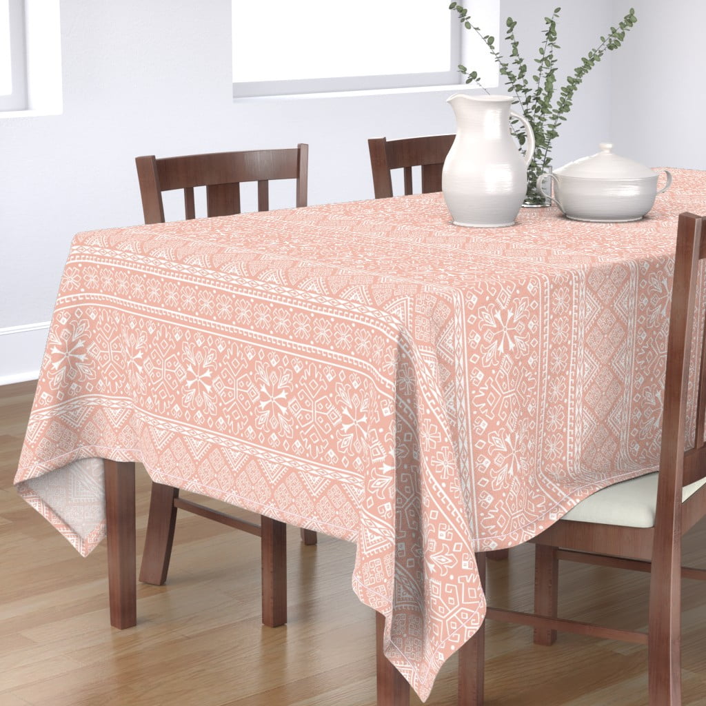 Tablecloth Geometric Moroccan Stripes Pink Turkish Blush Bohemian Cotton Sateen