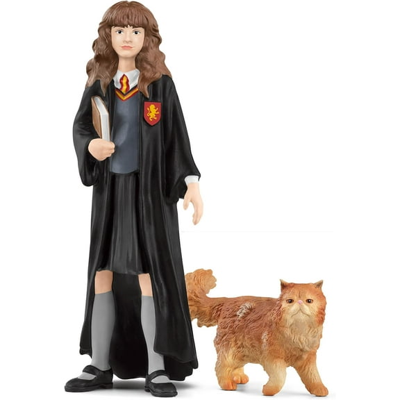 Schleich Harry Potter - 2PC Hermonie and Crookshanks Cat Figurine Toy Set- Wizarding World Collectible Figures for Kids and Adults Ages 6  | 42635