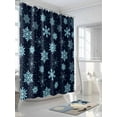 thumbnail image 3 of Blue Black Christmas Shower Curtain Set, Waterproof Shower Curtains for Bathroom, Xmas Snowflake Winter Washable Fabric Cloth Bath Curtain for Bathtub Decoration with Hooks 48x72 Inches, 3 of 6